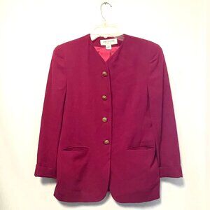 Jones New York Petite Women Fuchsia Pink Long Sleeve Blazer
